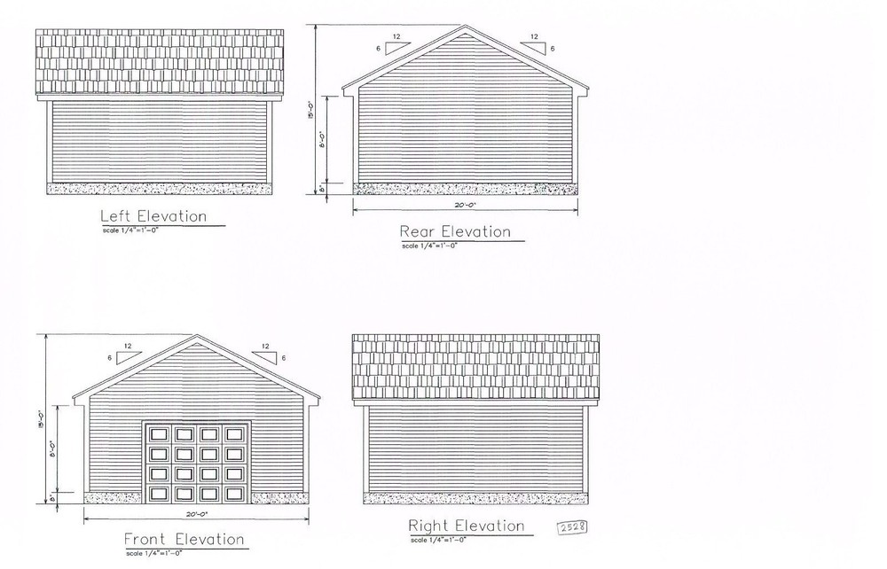 20’X20′ -GARAGE PLAN GABLE 20’X20′ 2 CAR GABLE ROOF PLAN #17-2020-GBL-1