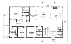 Barndominium House Plan 5 Bedrooms 4 bath 80’x50′ floor plan, 4000 sq ft. | PDF
