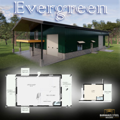 The Evergreen Barndominium Shop – 65 X 45 with Loft & 2 Baths Design Blueprints