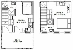 16×16 Tiny Duplex — 441 sq ft — PDF Floor Plan — Model 23B