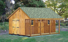 20′ X 20′ Shed with Covered Porch, Cottage / Cabin Building Plans # P52020