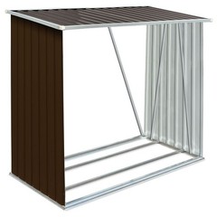 Firewood Rack Log Storage Holder Stand with Roof Galvanized Steel 64.2″ vidaXL
