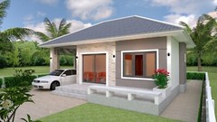 Small House Plan 11×7 Meter 36×23 Feet 3 Beds 1 Bath Hip Roof (A4 Hard Copy)