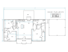 Ranch House Plans 1602 SF 3 Bed 2 Bath Open Floor – Split BR (Blueprints) #1015