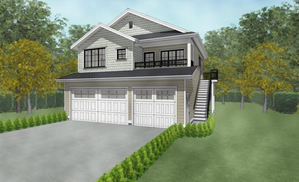 Triple Car / 3 Car Garage Plan / Blueprints With Livable Space Above – 33 x 30