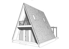 22’x38’ 2 Beds, 1 Bath Small A-Frame Cabin Architectural Build Plans PDF.