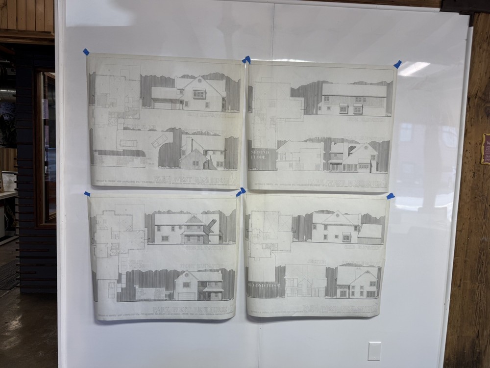 Vintage Architectural Drawings Vellum (Set of 4) House Plans Elevations 30×36