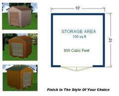 10×10 Storage Shed Plans Package, Blueprints, Material List & Instructions