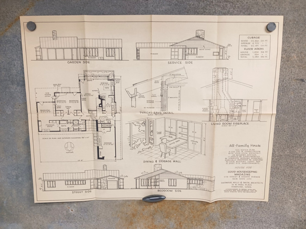 VTG 1950s All Family House Good Housekeeping Floor Plan MCM Ranch Sherwood Mills