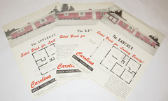 3 VINTAGE 1960s CAROLNA BRICK HOME PLANS ADVERTISING SHEETS! LAYOUTS! CHARLOTTE