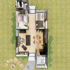 Container house plans – 3 bedrooms – 1 bathroom – Digital PDF File