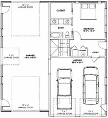 44×48 Apartment with 2-Car 1-RV Garage – PDF FloorPlan – 1,645 sqft – Model 5Q