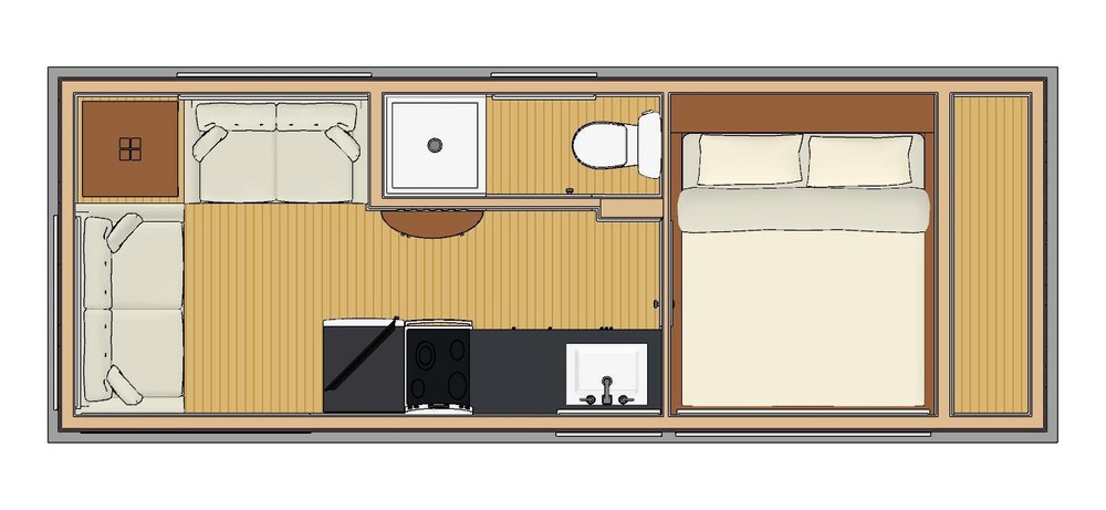 205sqft – 10’3″x20’B – 1bedrm/1bath – Tiny/Small House design – us – ala cart