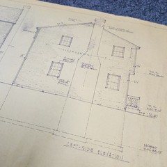 Vintage House Blueprint 33×17 1964 Mid Century Modern Drawing Art Glen Ellyn IL