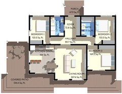 Charming backyard cabin 3 Bed, Bath Architectural Build Plans PDF Download