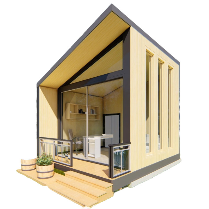 4x5m Mini Office Pod Plans – Compact Design with Seating Area, Desk, and Storage
