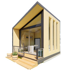 4x5m Mini Office Pod Plans – Compact Design with Seating Area, Desk, and Storage