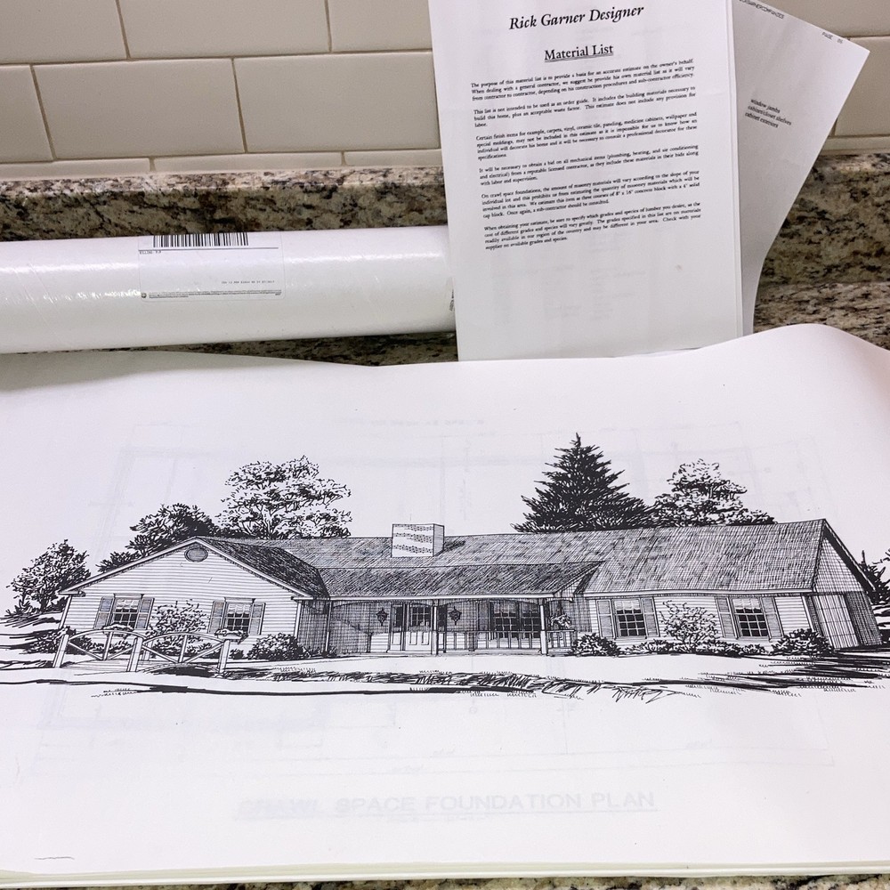 Home Building Plans by Rick Garner Design Blueprints w/ Material List