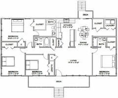 60×30 House — 4 bedroom 3 Bath — 1,800 sqft — PDF Floor Plan — Model 2B