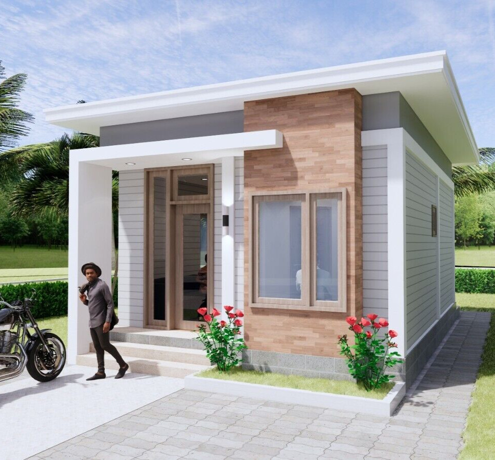 16×23 Feet Small House Plan 5×7 Meter 2 Beds 1 Bath Flat Roof PDF (A4 Hard Copy)