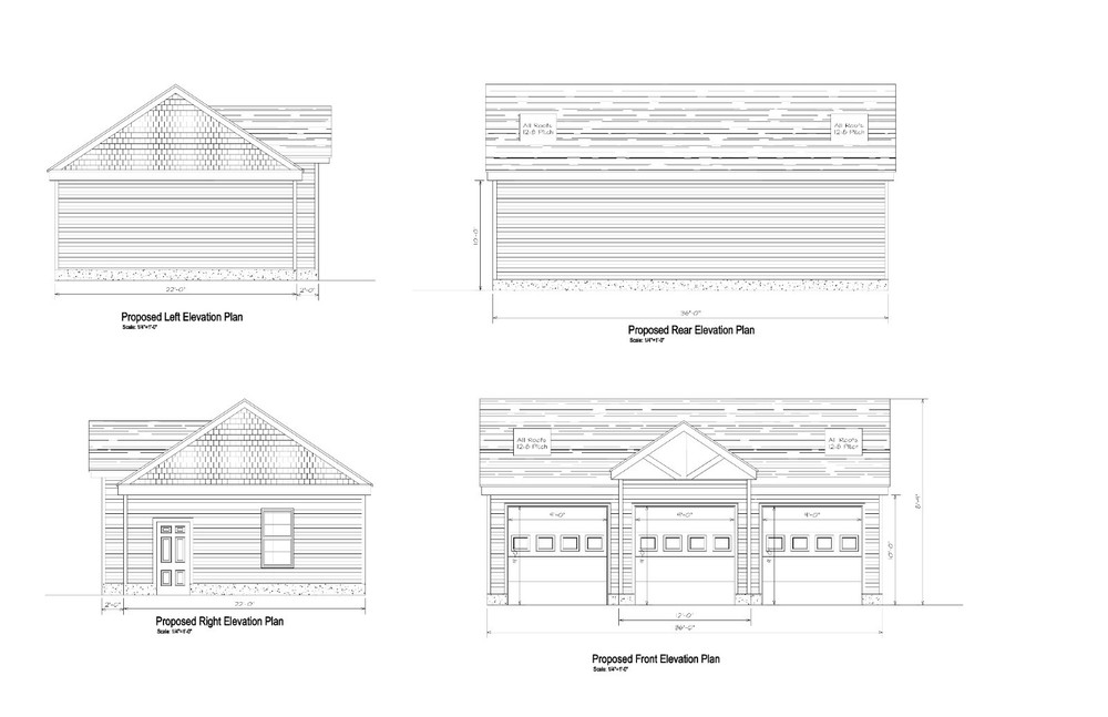 22’X36′- 36’X22′ GARAGE PLANS GABLE ROOF 3 CAR GARAGE PLANS 20-2236-GBL8-BMP-8