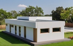 Small Modern 3 Bedroom 1.5 Bathroom House Floor Plan with Flat Roof, 886sqf/82m2