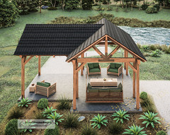3-Gable Timber Frame Pavilion Plan, Outdoor Living Space Gazebo Blueprints
