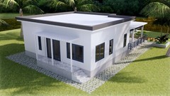 Modern House Plans 10×13 Meter 33×43 Feet 3 Beds 2 Baths Concrete Slab Hard Copy