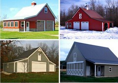 Walnut Car Barns with Lofts – 3 Complete Sets of Pole-Barn Plans (eB-441×3)