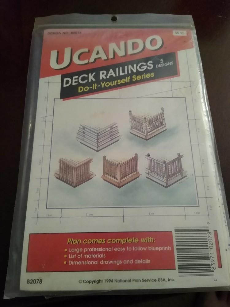 UCANDO Do-It-Yourself Series DECK RAILINGS 5 styles Plans/Design No. B2078