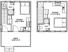16×16 Tiny Duplex — 441 sq ft — PDF Floor Plan — Model 23A