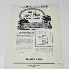 1954 Weyerhaeuser House Plans Newspaper Advertising Mat Sheet New Idea Home