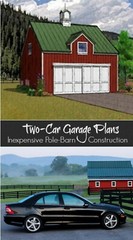 Two-Bay Car Barn Plans with Lofts – 3 Different Sets of Pole-Barn Plans (G2)