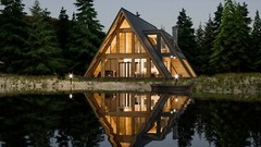 64’x50’ 2-Beds 3-Baths Charming A-Frame Architectural Build Plans PDF Download