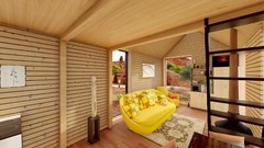 Barn Cabin House Kitchen&Living Room CAD Blueprints Metric/Imperial