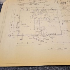 Vintage House Blueprint 33×17 1964 Mid Century Modern Drawing Art Glen Ellyn IL