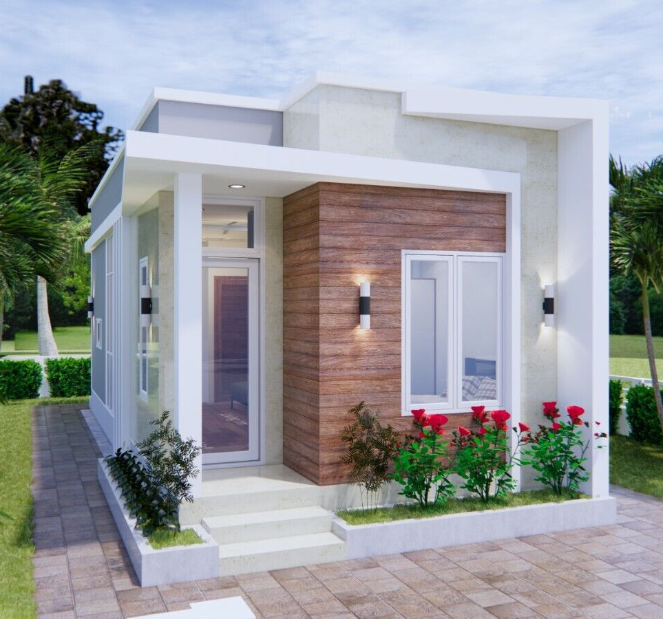 Modern Small House Plan 44×9 Meter 13×30 Feet 2 Beds 1 Bath Slap (A4 Hard Copy)