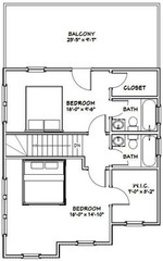 24×24 House — 3 Bedroom 3 Bath — 1,143 sq ft — PDF Floor Plan — Model 2A