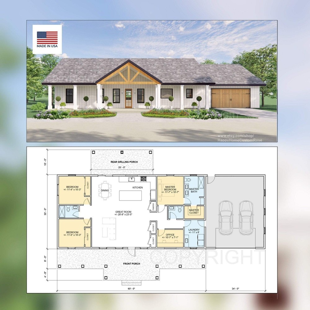 Harvest Farmstead Modern House Open Plan Design 84 x 30 – 3 Bed 2.5 Bath 2 Car –