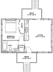 30×20 House — 1 Bedroom 1 Bath — 600 sq ft — PDF Floor Plan — Model 4A
