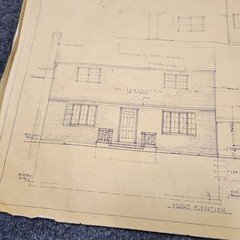 Vintage House Blueprint 33×17 1964 Mid Century Modern Drawing Art Glen Ellyn IL