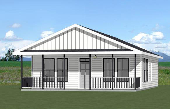 28×36 House — 3 Bedroom 2 Bath — 1,008 sq ft — PDF Floor Plan — Model 1D