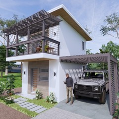 14×17 Feet Loft House Plan 4×5 Meter 1 Bed 1.5 Bath Shed Roof PDF & A4 Hard Copy