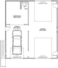 36×40 Apartment with 1-Car 1-RV Garage — PDF Floor Plan — 902 sqft — Model 1H
