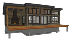 22′ x 46′ 1 Bedroom Lake Cabin Timber Frame Plan Set