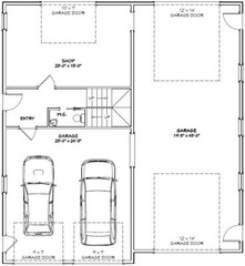 44×48 Apartment with 2-Car 1-RV Garage – PDF FloorPlan – 1,645 sqft – Model 1G