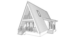 30’x47’ 2 Beds, 1 Bath A-Frame Cabin Architectural Build Plans PDF Download.
