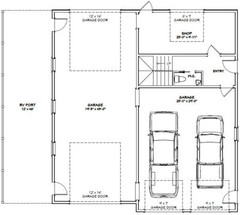 44×48 Apartment with 2-Car 1-RV Garage – PDF FloorPlan – 1,528 sqft – Model 5J