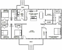 60×30 House — 4 bedroom 2 Bath — 1,800 sqft — PDF Floor Plan — Model 5A