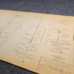 Vintage House Blueprint 33×17 1964 Mid Century Modern Drawing Art Glen Ellyn IL
